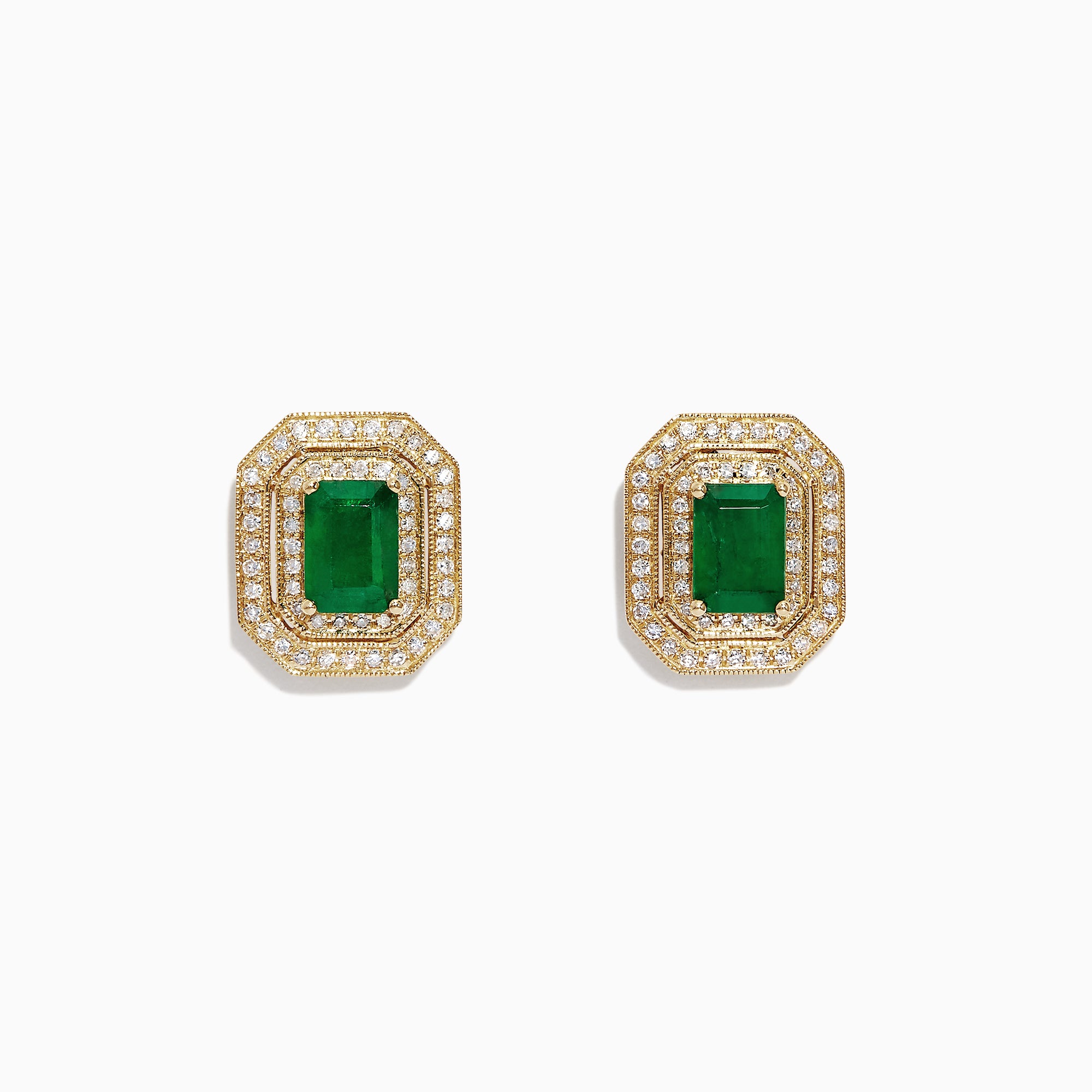Effy Brasilica 14K Yellow Gold Emerald and Diamond Earrings, 2.28 TCW ...