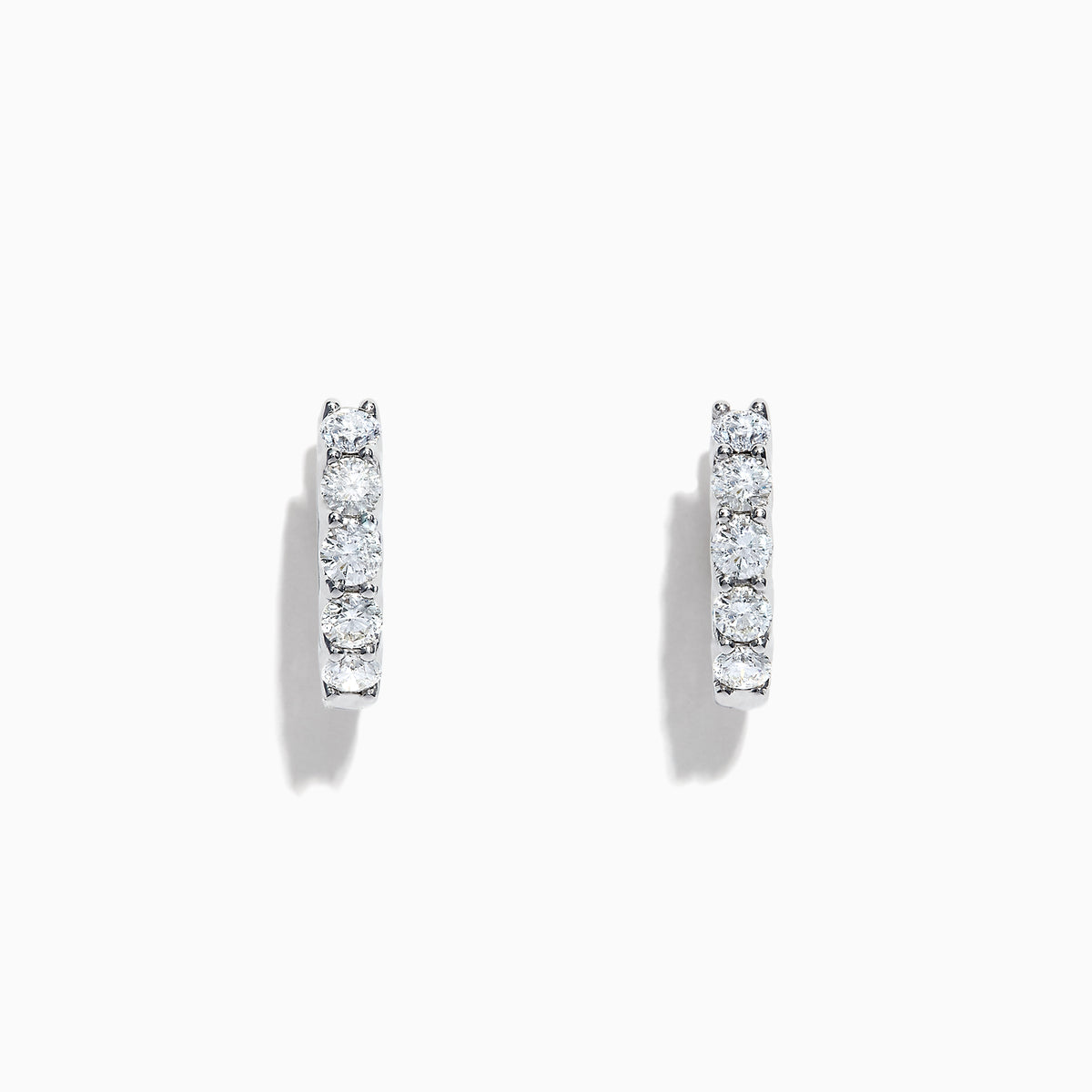 A pair of Pave Classica 14K White Gold 5/8 Diamond Hoop Earrings, 0.98 TCW, shown on a plain white background.
