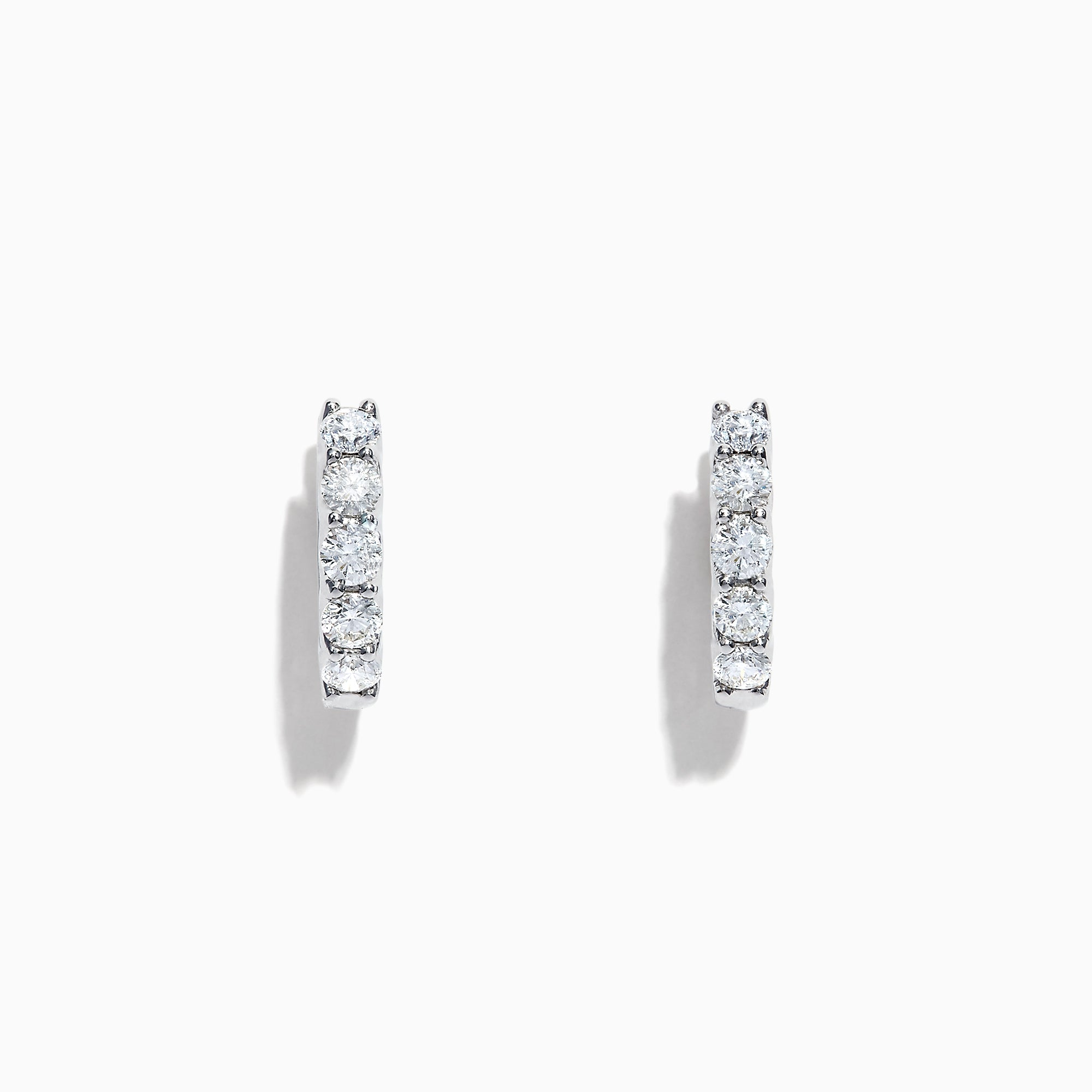 A pair of Pave Classica 14K White Gold 5/8 Diamond Hoop Earrings, 0.98 TCW, shown on a plain white background.