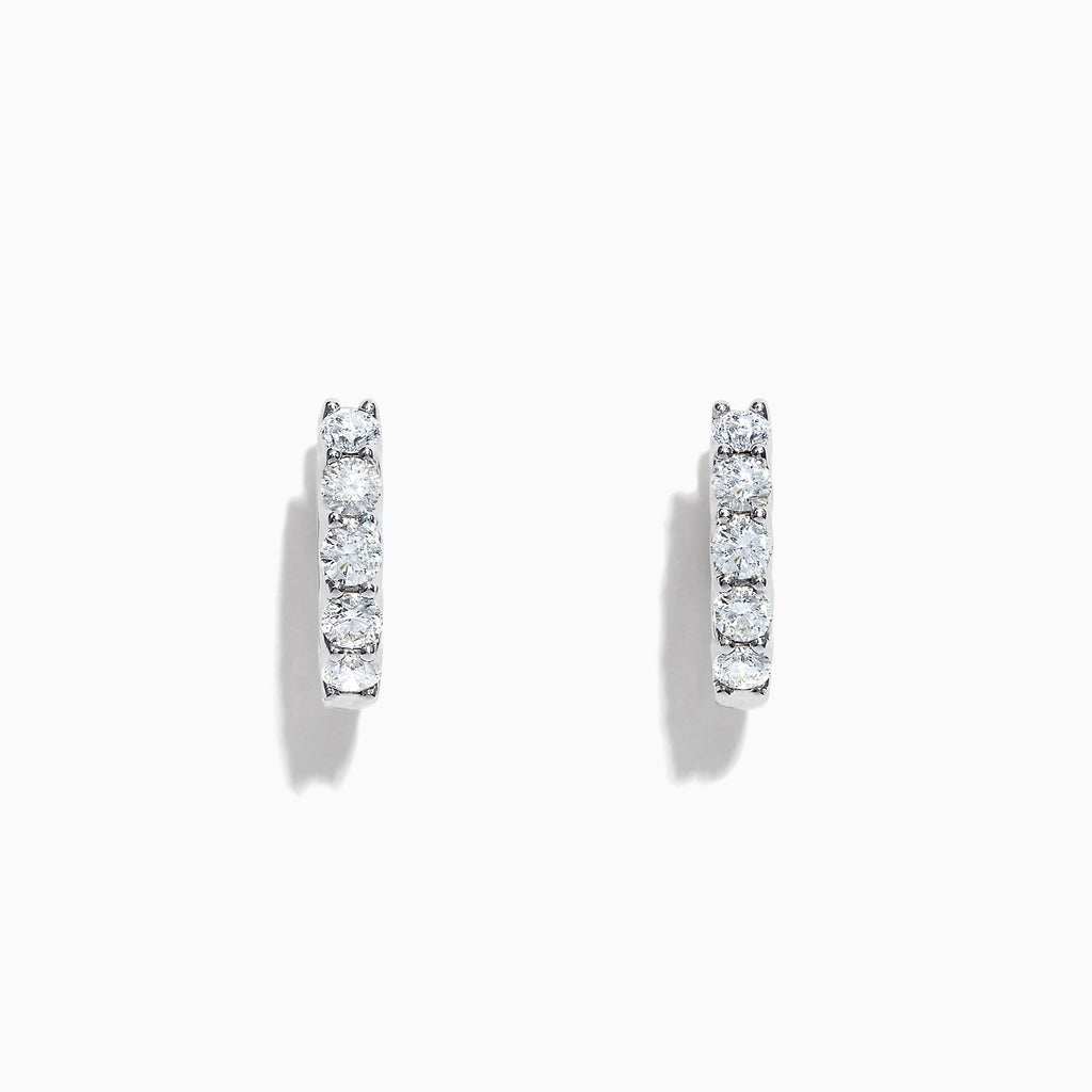 Effy Pave Classica 14K White Gold Diamond Hoop Earrings, 0.98 TCW