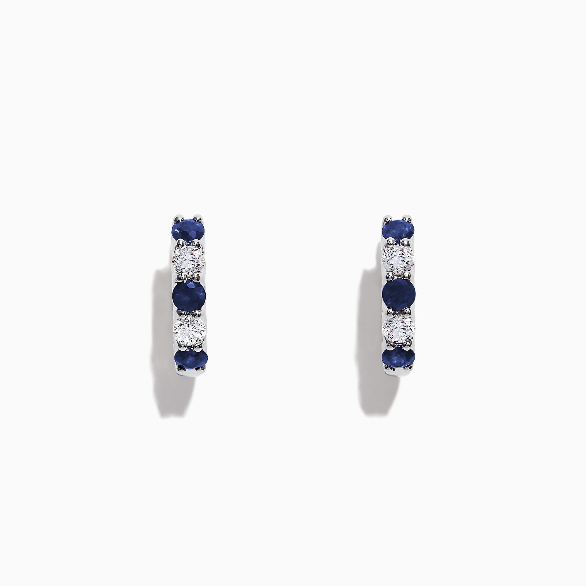 Effy Royale Bleu 14K Gold Sapphire and Diamond Hoop Earrings, 1.19 TCW