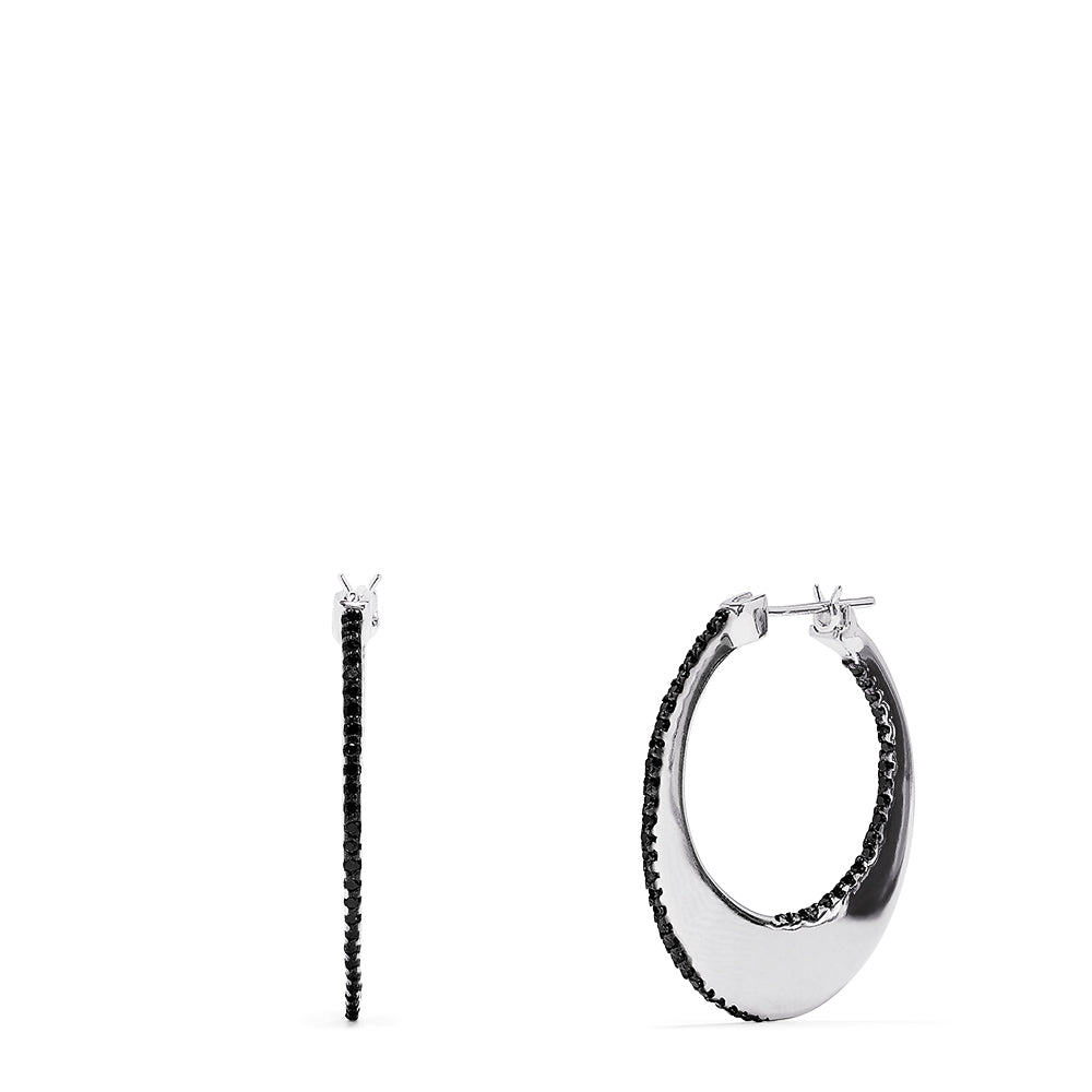 Effy 14K White Gold Black Diamond Hoop Earrings, 0.46 TCW
