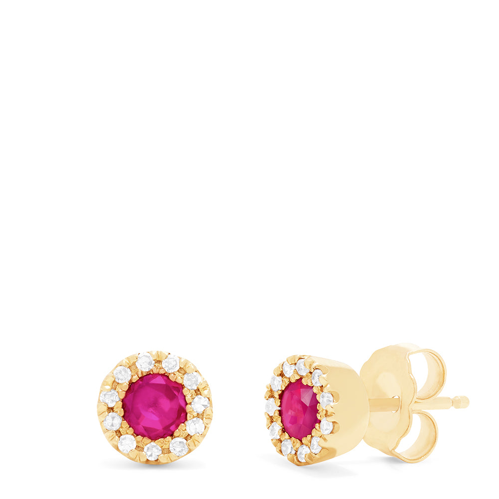 Effy Ruby Royale 14K Yellow Gold Ruby and Diamond Stud Earrings, 0.47 TCW