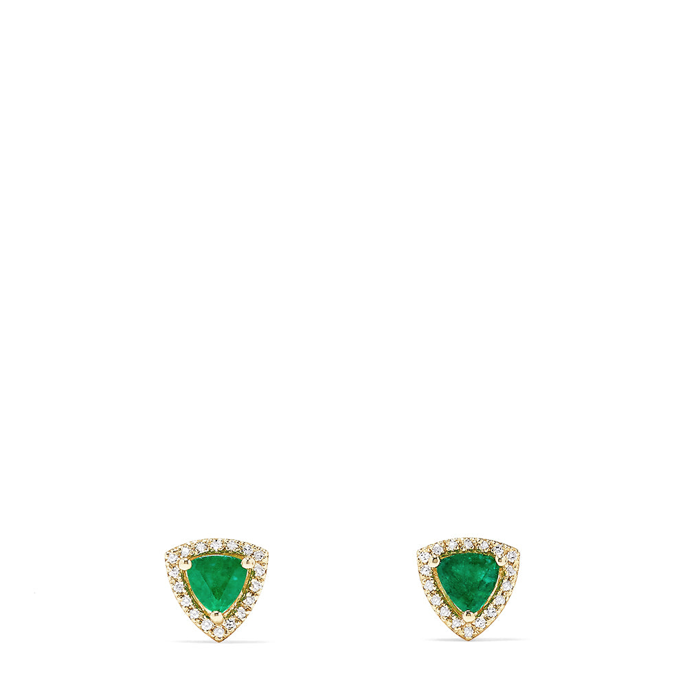 Effy 14K Yellow Gold Emerald and Diamond Trillion Stud Earrings, 0.80 TCW
