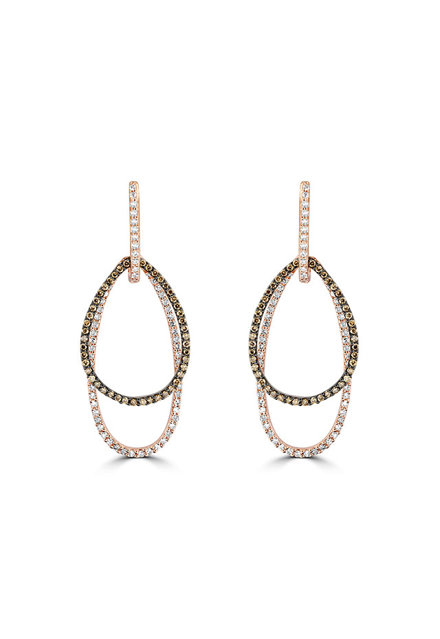 Effy 14K Rose Gold Cognac and White Diamond Earrings, 1.13 TCW