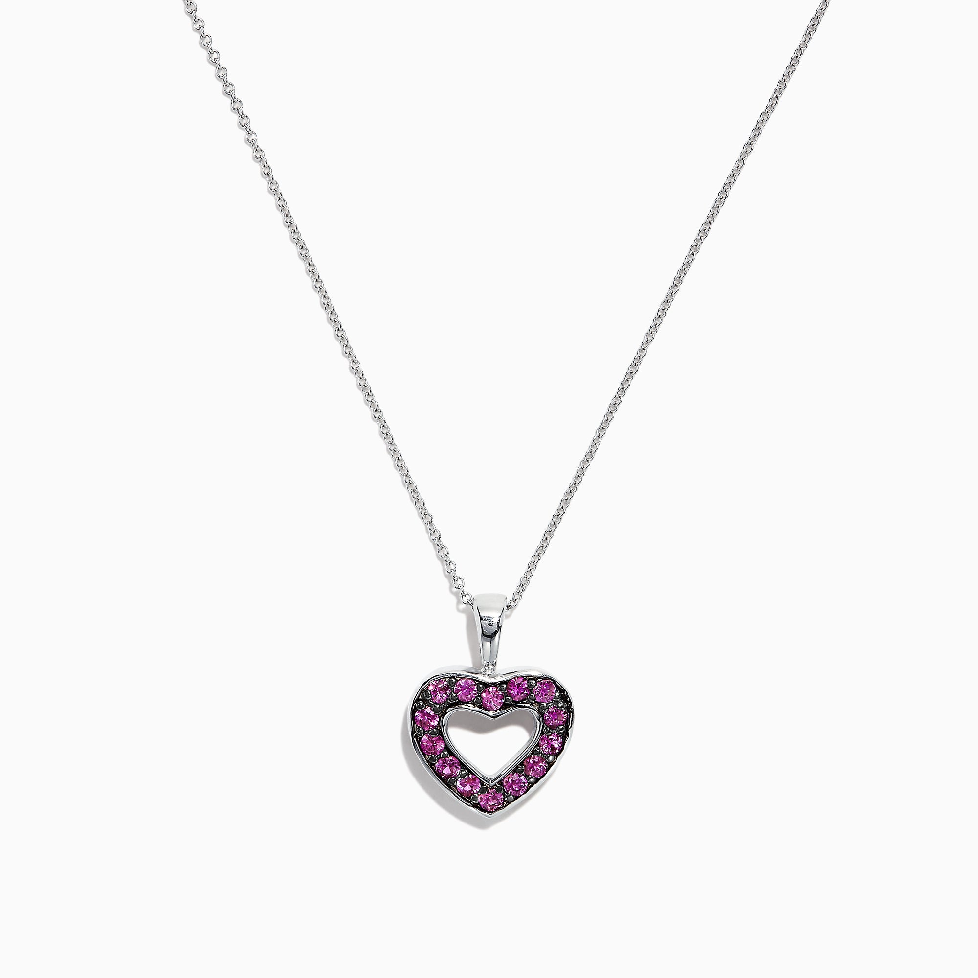 Effy 14K White Gold Pink Sapphire Heart Pendant, 0.73 TCW