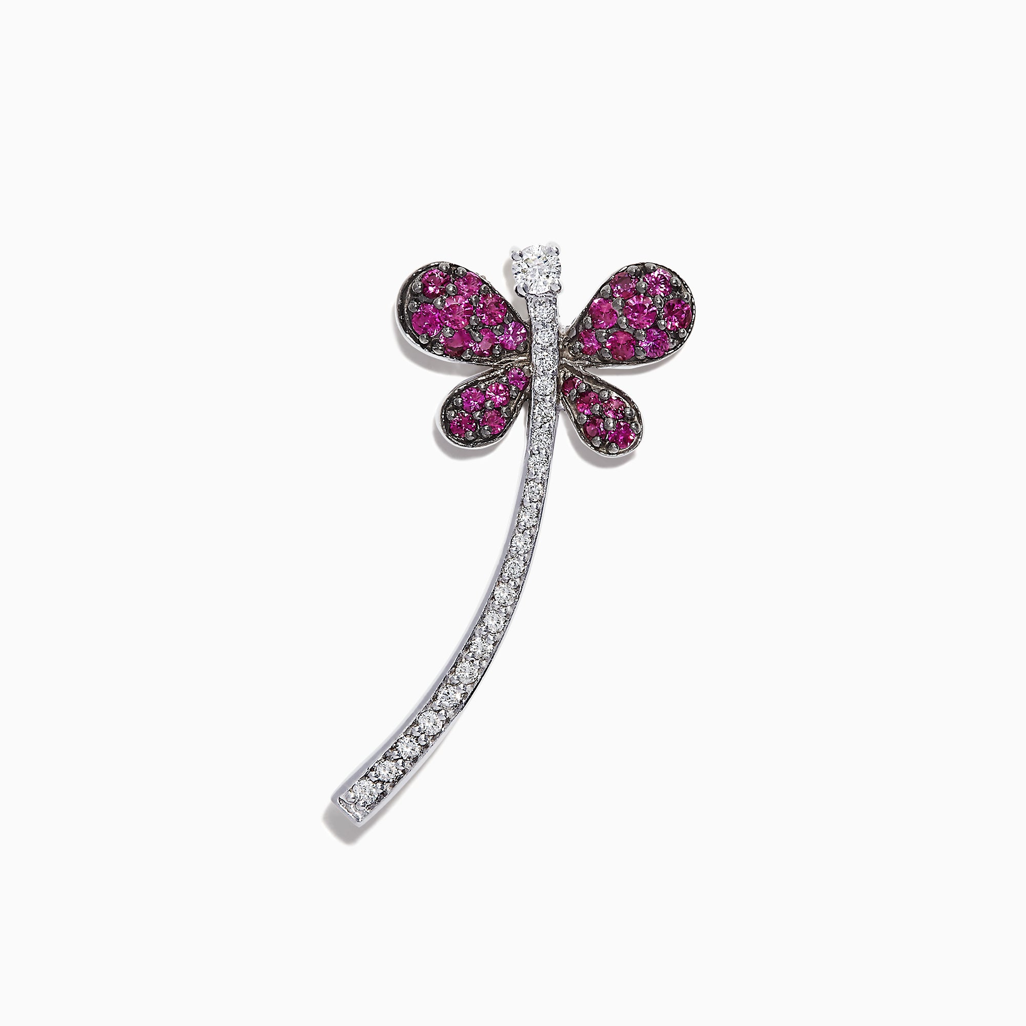 Effy 14K White Gold Pink Sapphire and Diamond Butterfly Pin, 0.94 TCW