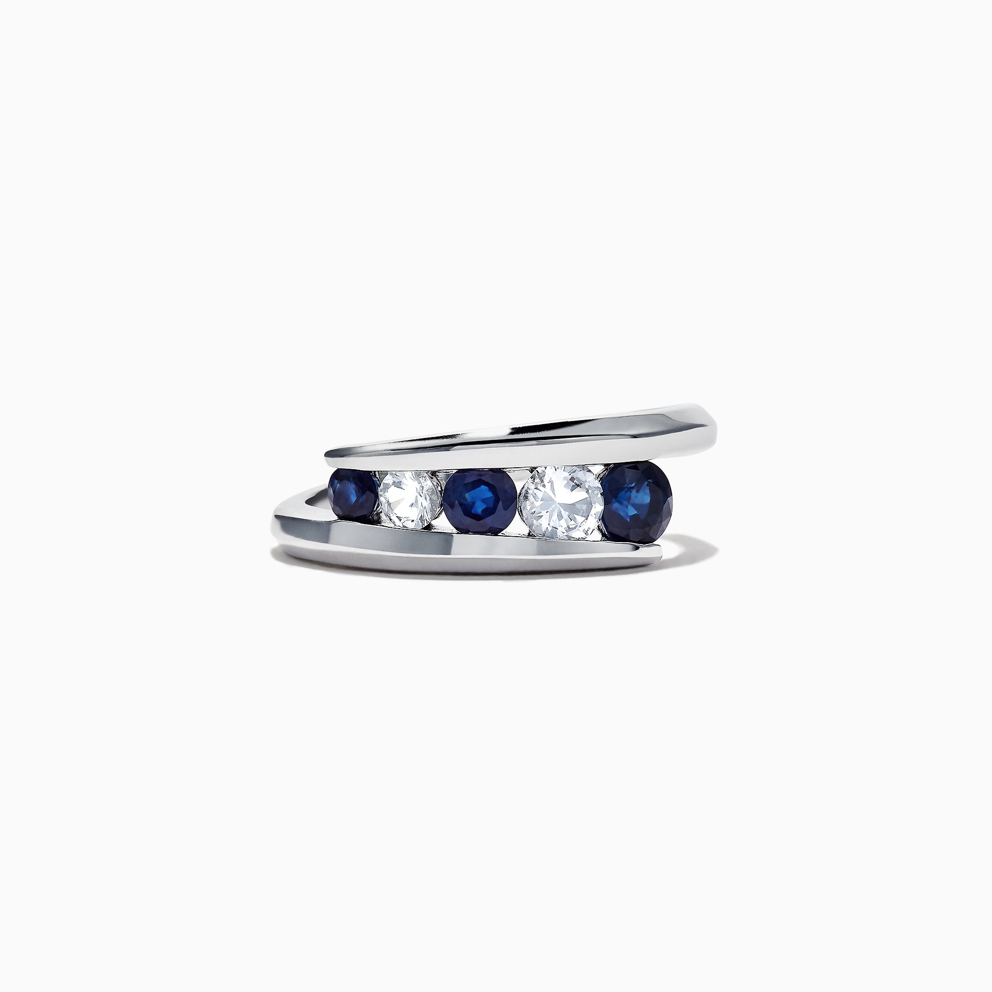 Effy 14K White Gold Blue and White Sapphire Ring, 1.16 TCW