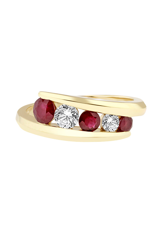 Effy 14K Yellow Gold Ruby and White Sapphire Ring, 1.16 TCW