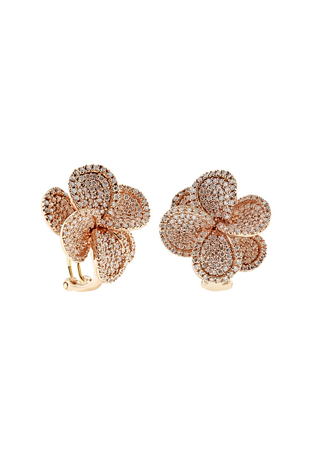 Effy 14K Rose Gold Diamond Flower Earrings, 2.17 TCW