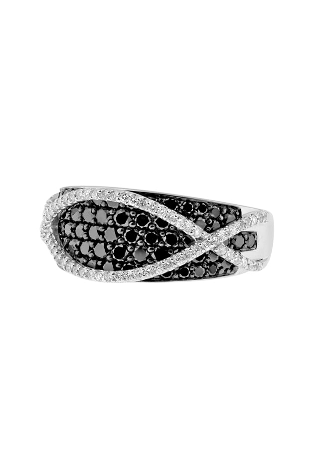 Effy 14K White Gold Black and White Diamond Ring, 2.20 TCW