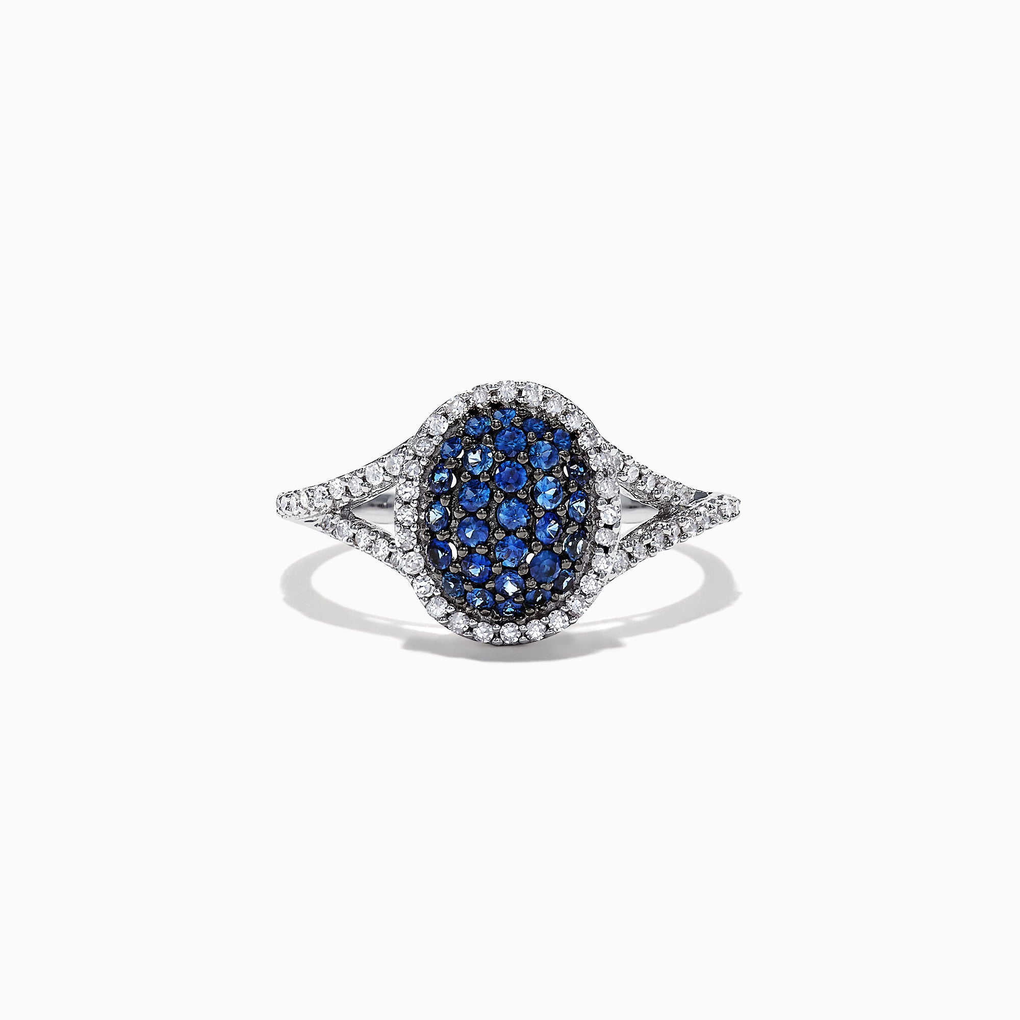 Effy 14K White Gold Blue Sapphire and Diamond Ring, 0.59 TCW