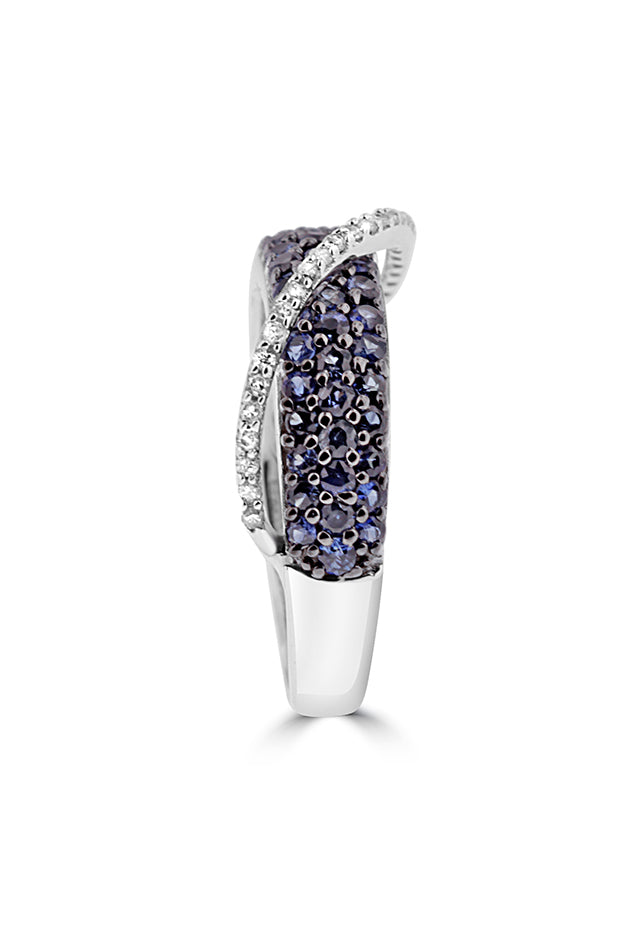 Effy 14K White Gold Blue Sapphire and Diamond Ring, 1.18 TCW