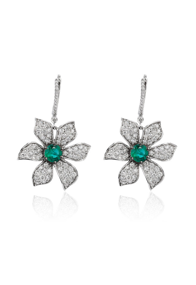 Gemma White Gold Emerald & Diamond Earrings, 4.5 TCW