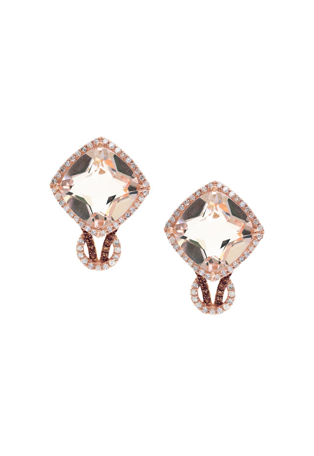 Effy Blush 14K Rose Gold Morganite and Diamond Earrings, 6.90 TCW