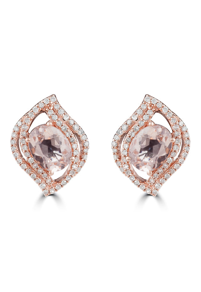 Effy Blush 14K Rose Gold Morganite and Diamond Earrings, 2.87 TCW