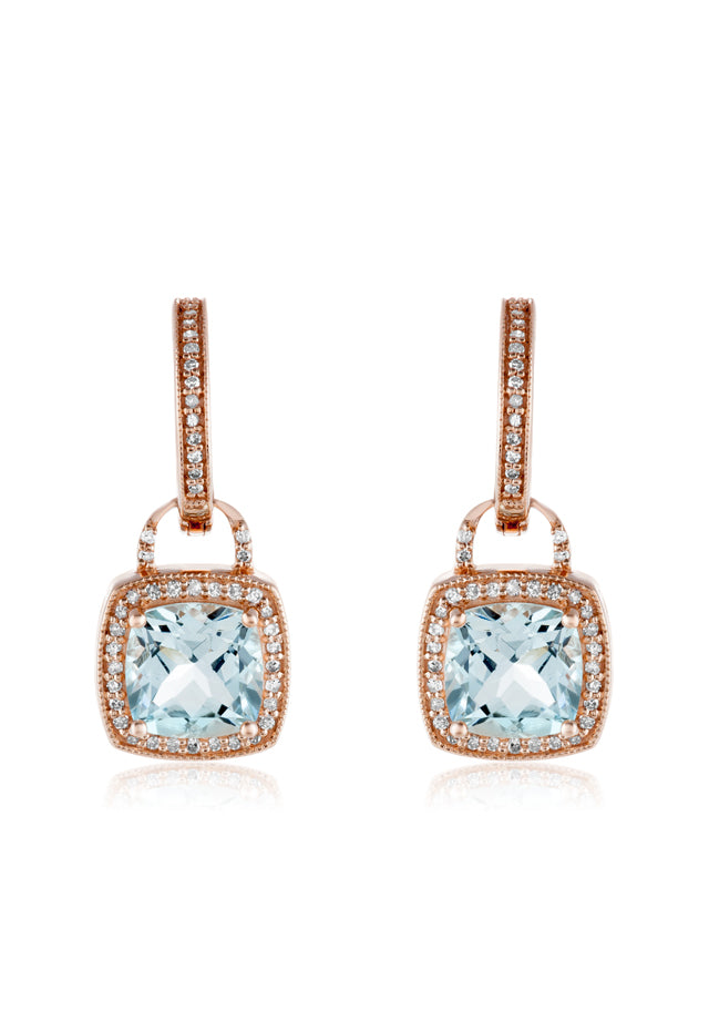 Effy Aquarius 14K Rose Gold Aquamarine and Diamond Earrings, 3.17 TCW ...