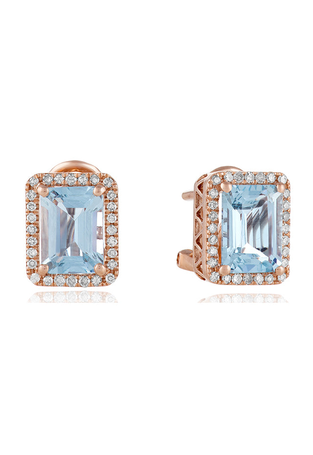 Effy Aquarius 14K Rose Gold Aquamarine and Diamond Earrings, 2.90 TCW ...