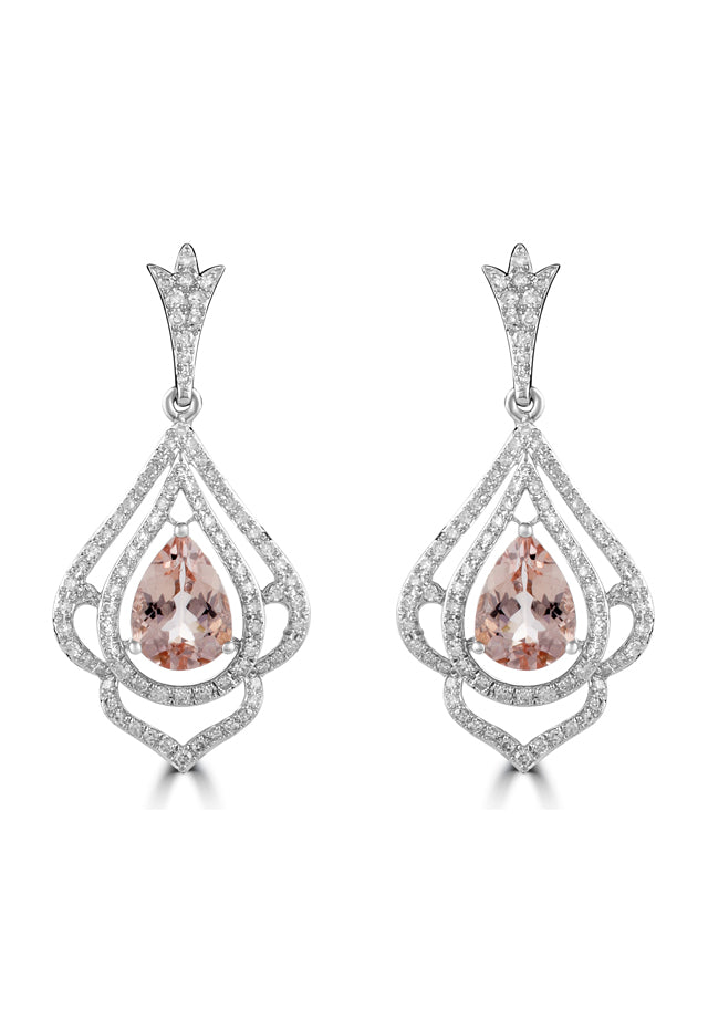 Effy Blush 14K White Gold Morganite and Diamond Earrings, 3.78 TCW