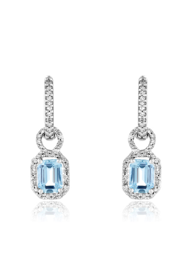 Effy Aquarius 14K White Gold Aquamarine and Diamond Earrings, 2.30 TCW