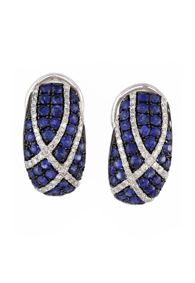 Effy Gemma 14K White Gold Blue Sapphire and Diamond Earrings, 2.43 TCW