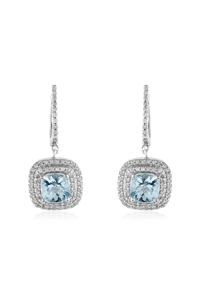 Effy Aquarius 14K White Gold Aquamarine and Diamond Earrings, 2.38 TCW ...