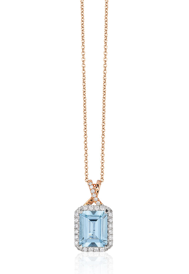 Effy Aquarius 14K White & Rose Gold Aquamarine & Diamond Pendant, 2.45 TCW