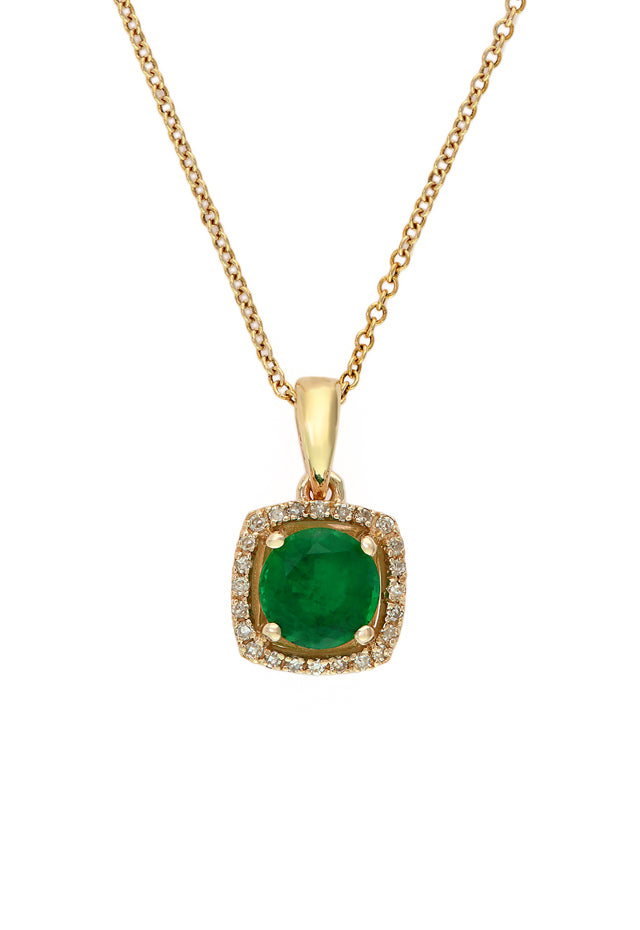Effy Brasilica 14K Yellow Gold Emerald and Diamond Pendant, 0.88TCW