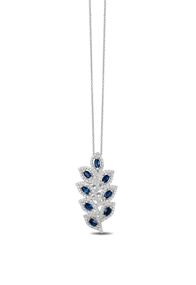 Effy Royale Bleu 14K White Gold Blue Sapphire and Diamond Pendant, 1.93 TCW