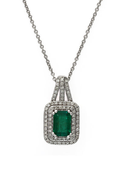 Gemma White Gold Emerald & Diamond Pendant, 1.25 TCW | effyjewelry.com