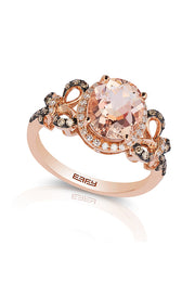 The Blush 14K Rose Gold Morganite and Diamond Ring, 2.64 TCW, features a large oval morganite with sparkling diamond accents and intricate floral band details. EFFY engraving inside adds signature elegance—perfect as a statement piece.