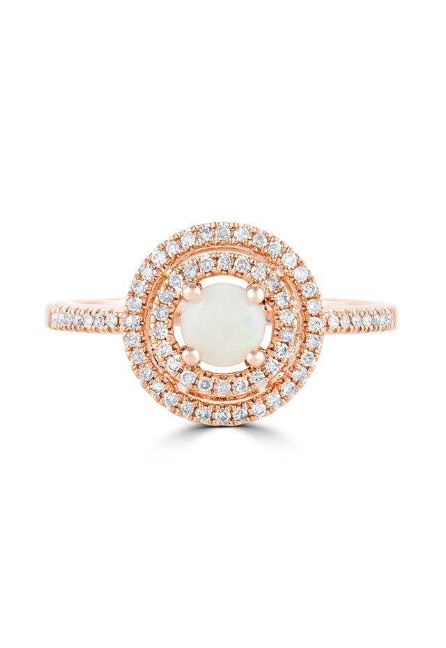 Effy Aurora 14K Rose Gold Opal and Diamond Ring, 0.67 TCW
