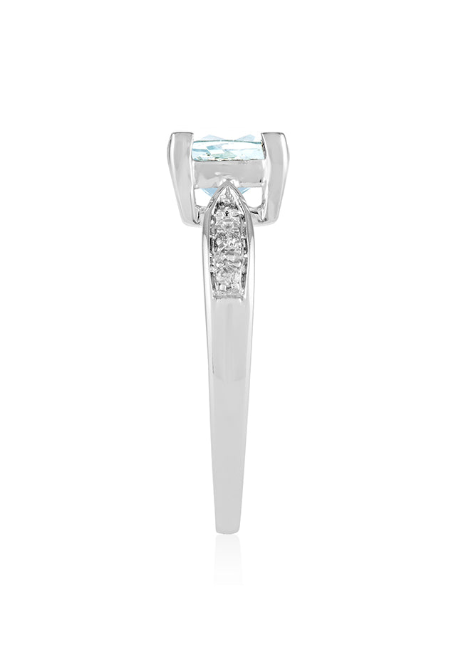 Effy Aquarius 14K White Gold Aquamarine and Diamond Ring, 1.35 TCW