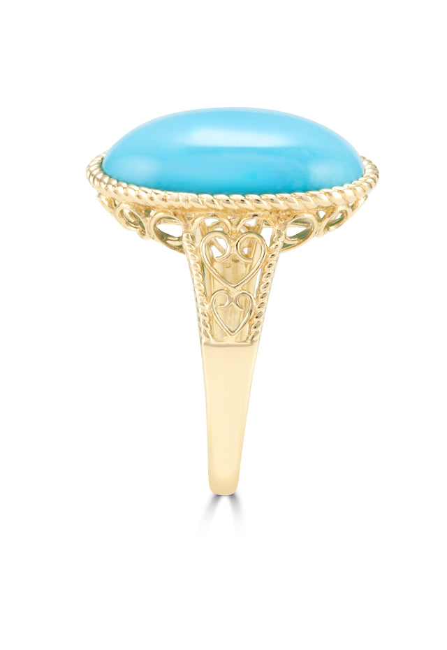 Effy Gemma 14K Yellow Gold Oval Turquoise Ring, 12.72 TCW