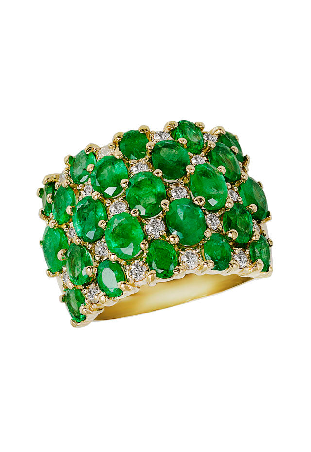 Gemma Yellow Gold Emerald & Diamond Ring, 6.30 TCW