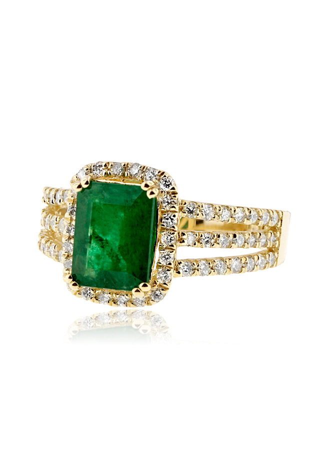 Effy Brasilica 14K Yellow Gold Emerald and Diamond Ring, 2.82 TCW
