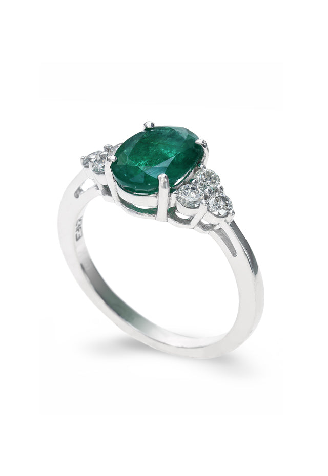 Effy Gemma 14K White Gold Emerald and Diamond Ring, 1.81 TCW ...
