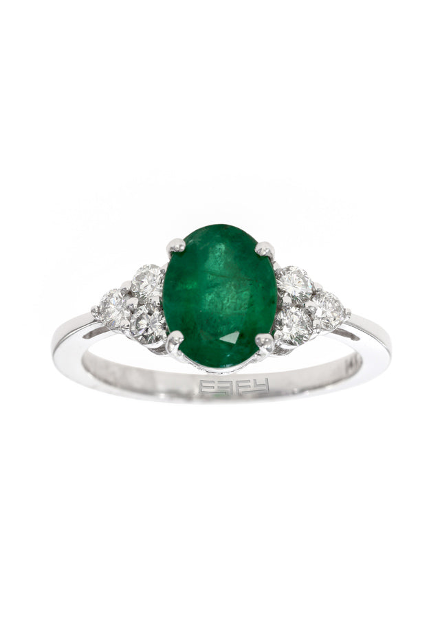Effy Gemma 14K White Gold Emerald and Diamond Ring, 1.81 TCW