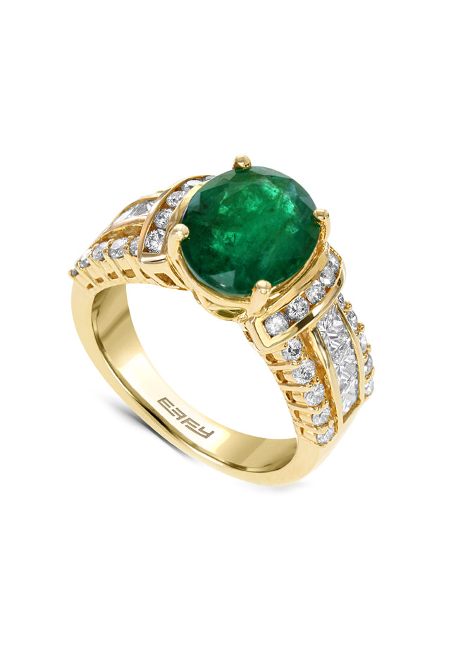 Effy Brasilica 14K Yellow Gold Emerald and Diamond Ring, 3.89 TCW