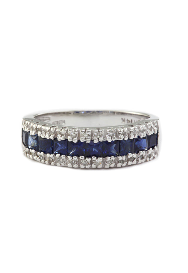 Effy Gemma 14K White Gold Blue Sapphire and Diamond Ring, 1.46 TCW