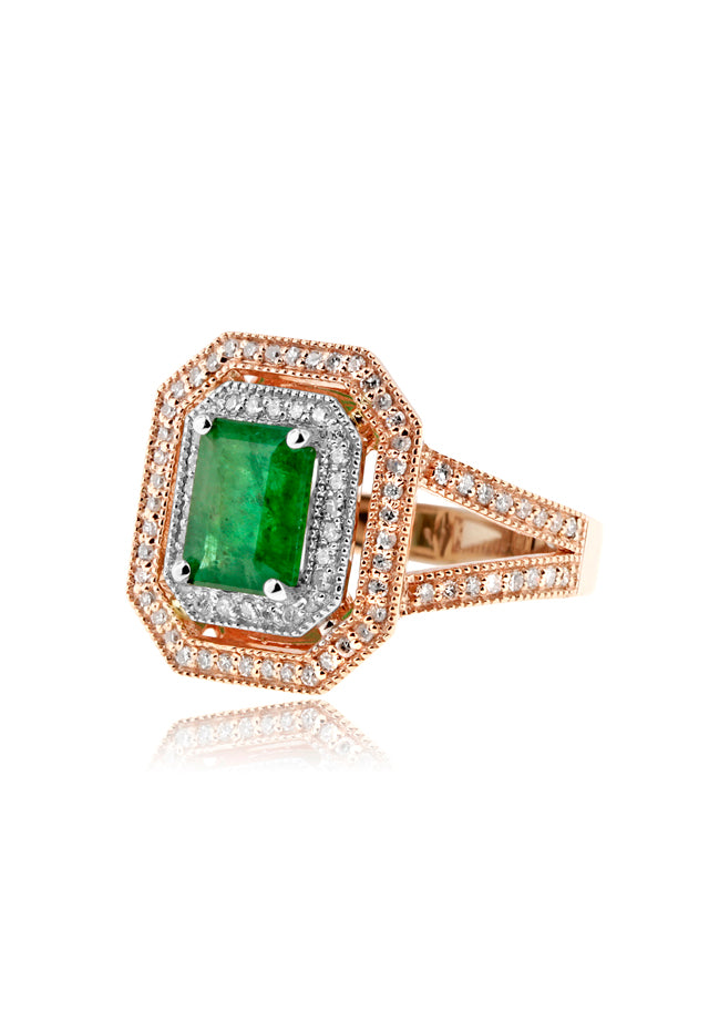 Effy Brasilica 14K Rose & White Gold Emerald and Diamond Ring, 1.84 TCW