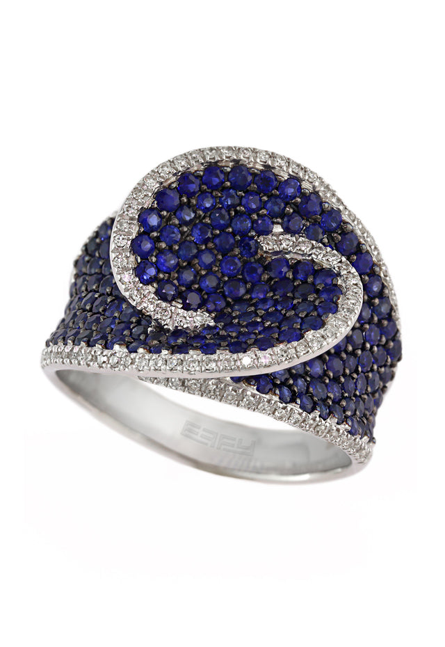Gemma White Gold Blue Sapphire & Diamond Ring, 2.64 TCW