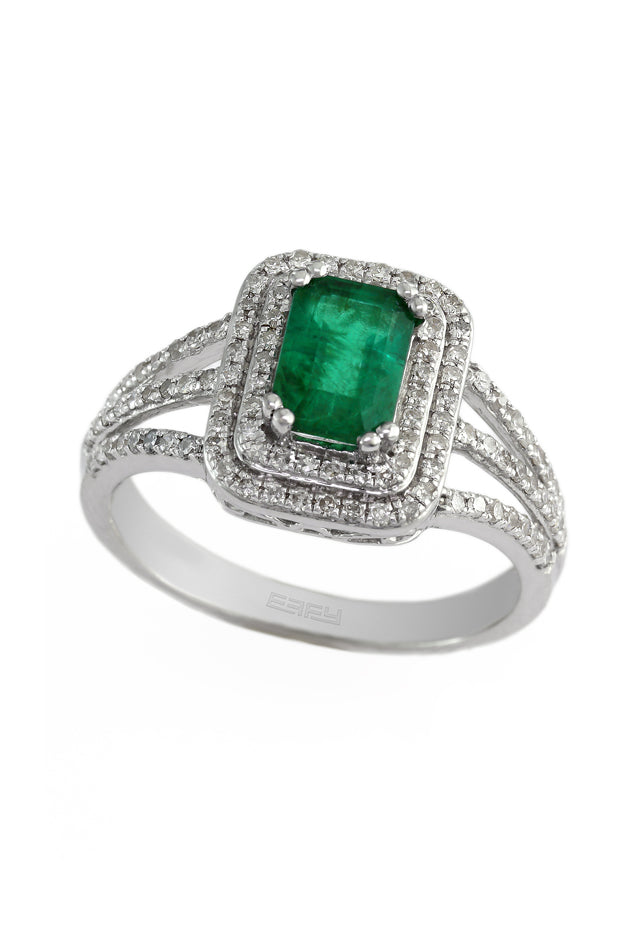 Gemma White Gold Emerald & Diamond Ring 1.37 TCW