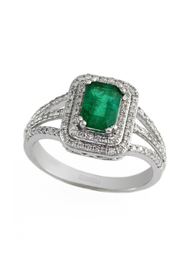 Gemma White Gold Emerald & Diamond Ring, 1.37 TCW