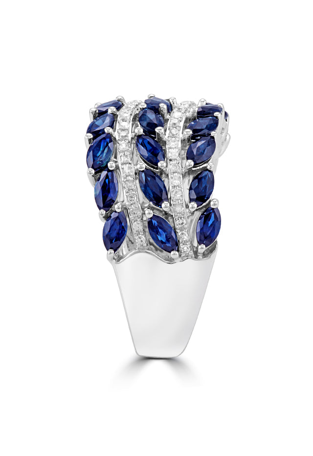 Effy Gemma 14K White Gold Blue Sapphire and Diamond Ring, 2.77 TCW
