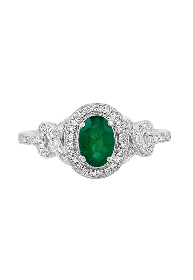Effy Brasilica 14K White Gold Emerald and Diamond Ring, 1.00 TCW