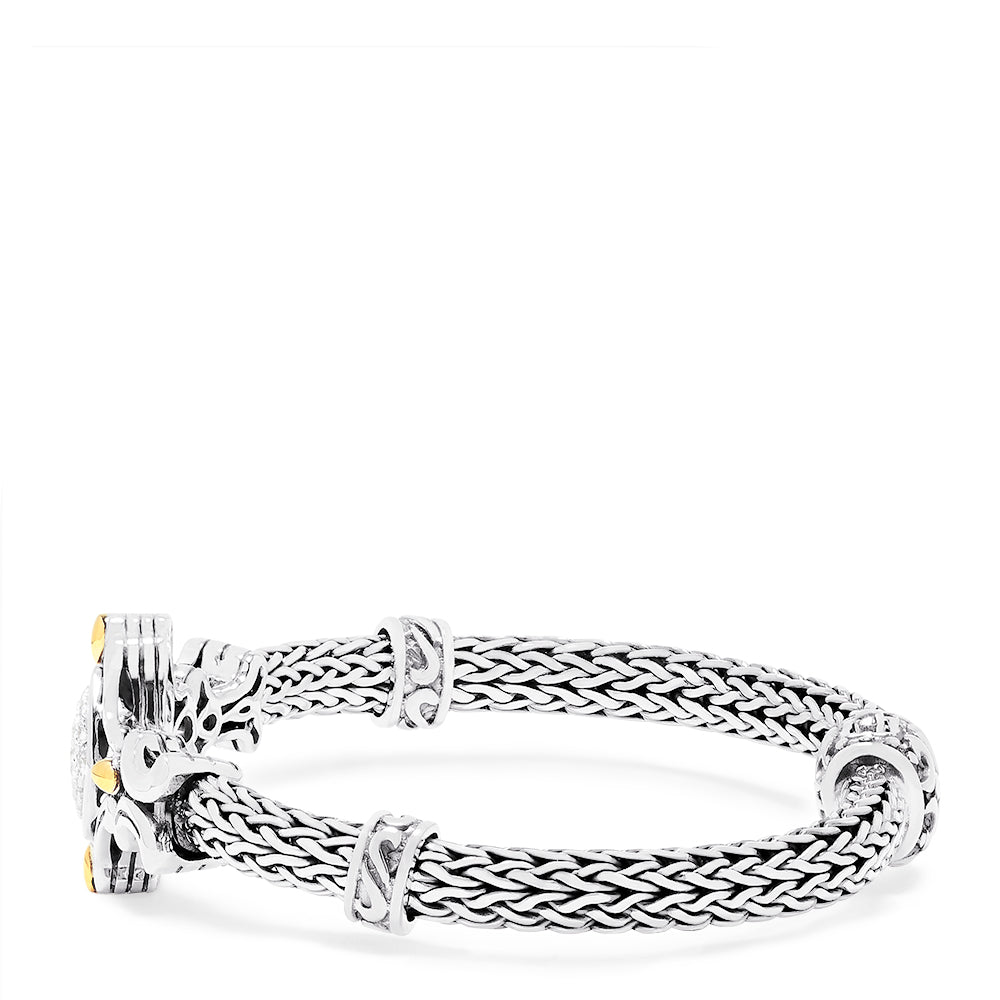 Effy 925 Sterling Silver & 18K Gold Diamond Accented Bracelet, 0.08 TCW
