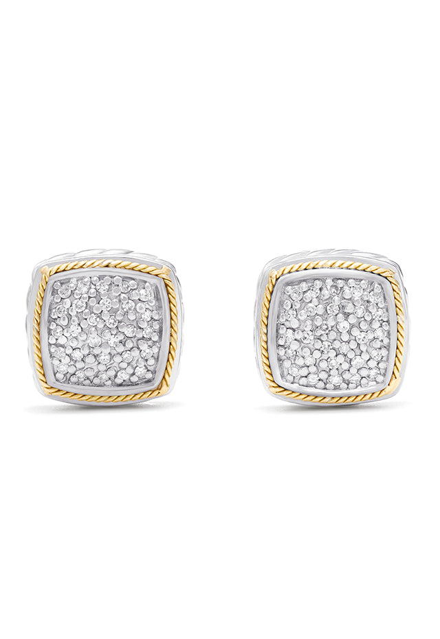 Effy 925 Sterling Silver & 18K Gold Accented Diamond Earrings, 0.22 TCW