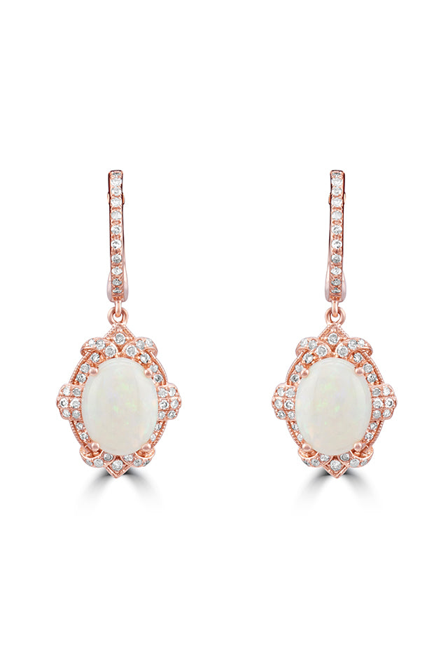 Effy Aurora 14K Rose Gold Opal and Diamond Earrings, 2.26 TCW