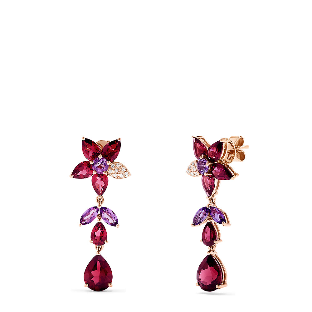 Effy 14K Rose Gold Multi Gemstone and Diamond Accented Earrings, 10.99 TCW